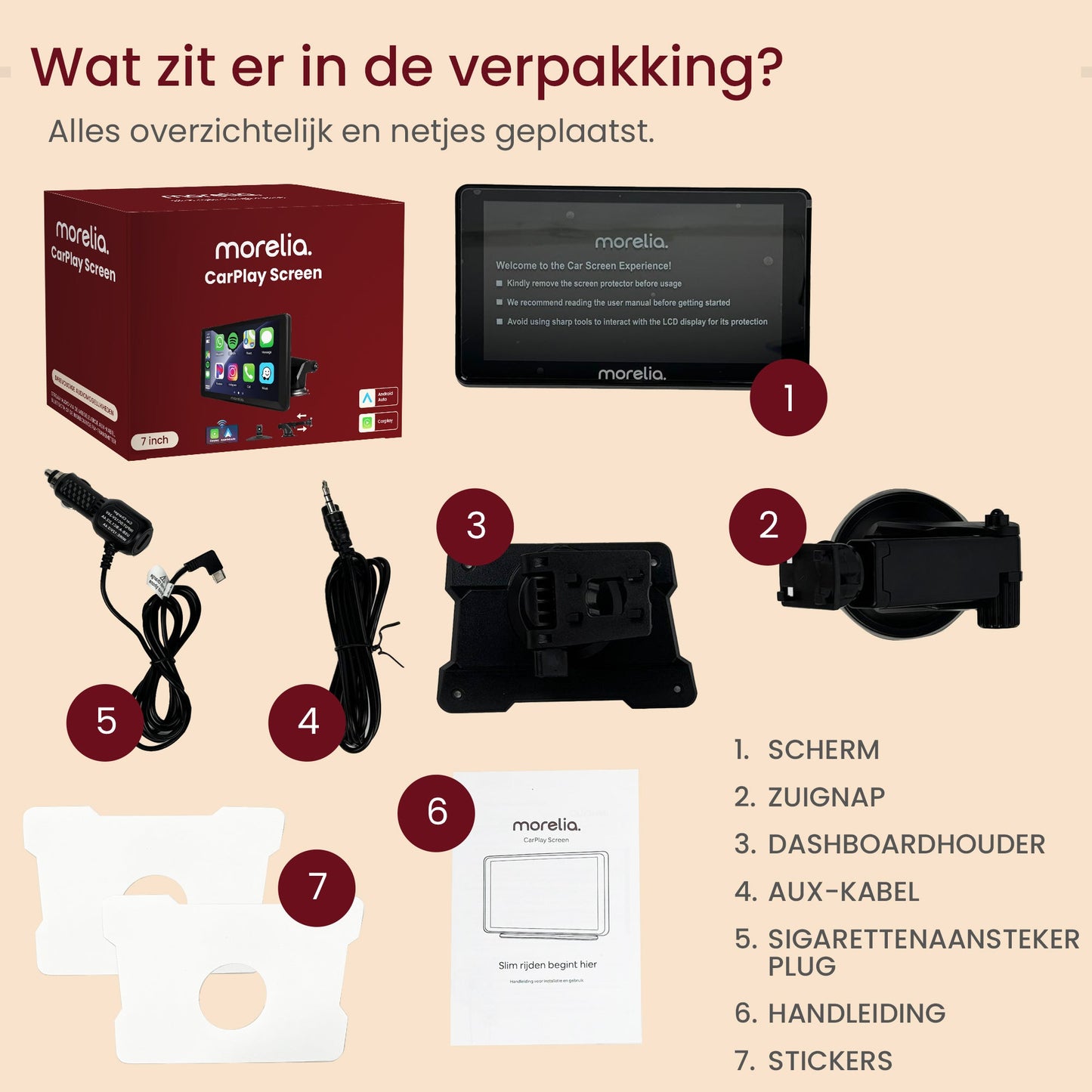 Carplay Scherm - 7 inch - Geschikt Voor Apple & Android